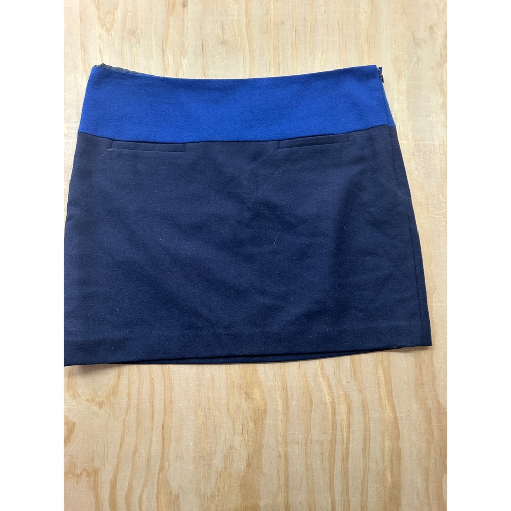 Gap Womens Colorblock Wool Blend Mini Skirt Navy Cobalt Blue Size 8‎ Side Zip